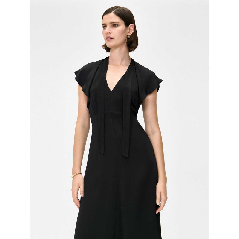 Veronika Maine Hammered Satin Draped Neck Midi Dress image number 2